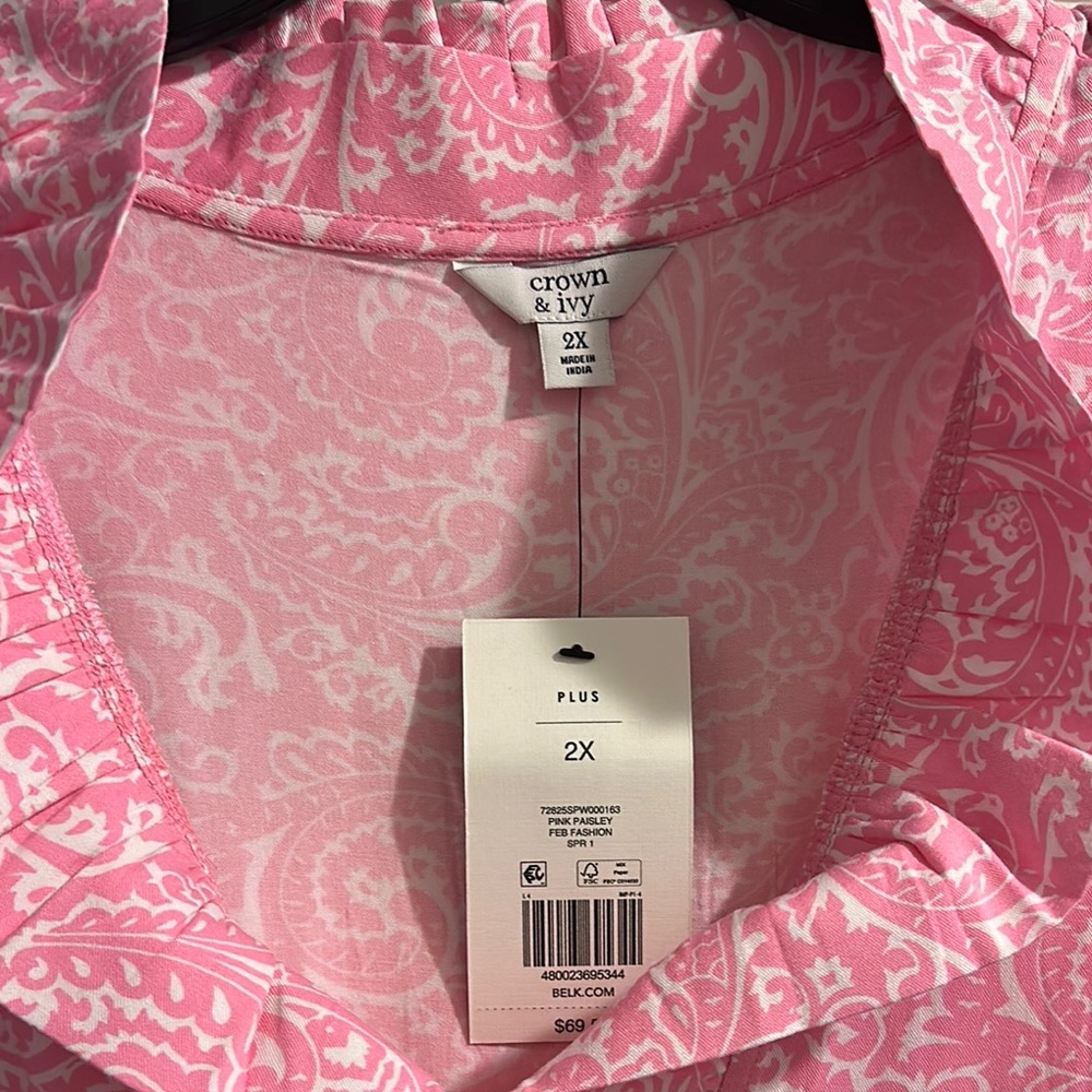 Crown & Ivy Pink Ruffled Blouse - Picture 2 of 2
